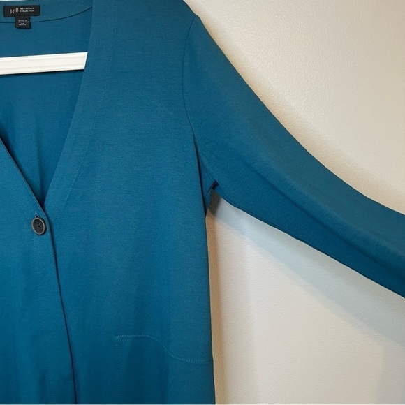 J. JILL WOMEN'S TUNIC TEAL KNIT ONE BUTTON CARDIGAN SWEATER LG SLEEVE Size XS S - Picture 5 of 9